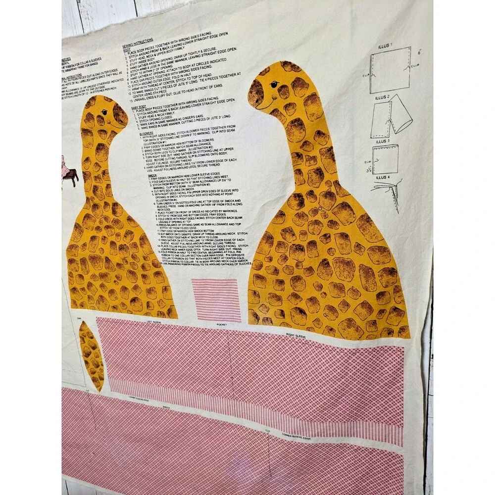 Ginger Giraffe Fabric Cut Sew Panel Vtg 90s Plush Stuffed Doll Simply Nantucket
